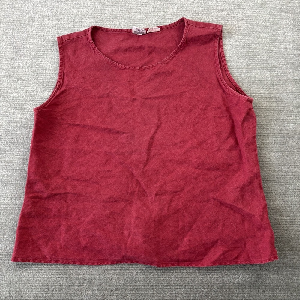 CP Shades Tank Top Women‎ M Wine Red Pure Irish Linen Coastal Lagenlook Classic